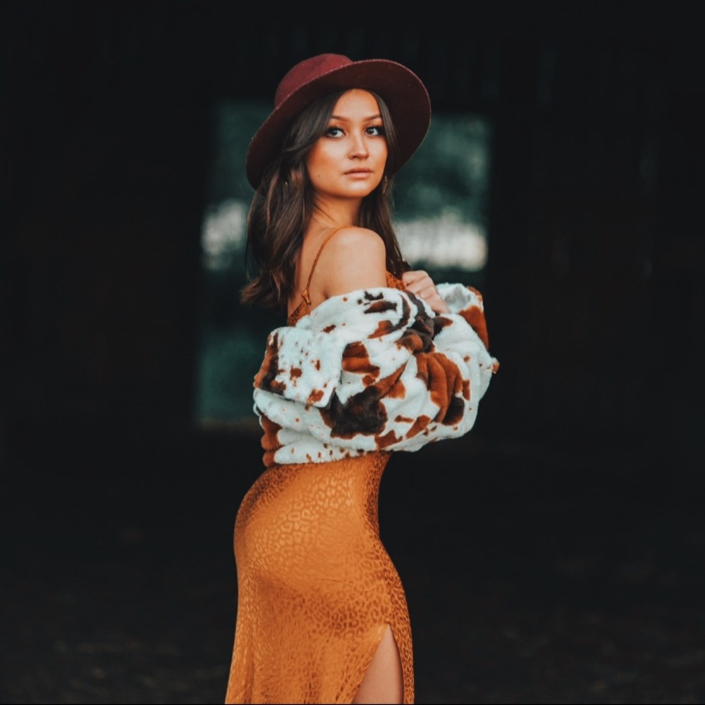 Urban Outfitters Burnt Orange Leopard Satin Dress